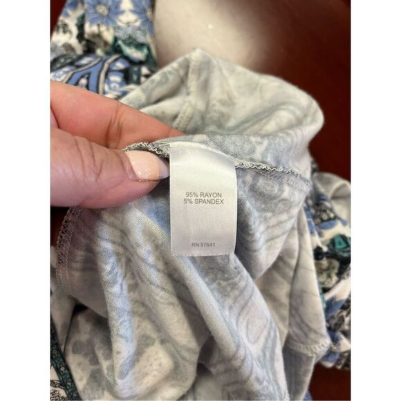 J. Jill Soft Blue & Gray Print Drop Waist Loose Dress Sz MP EUC - Picture 6 of 6